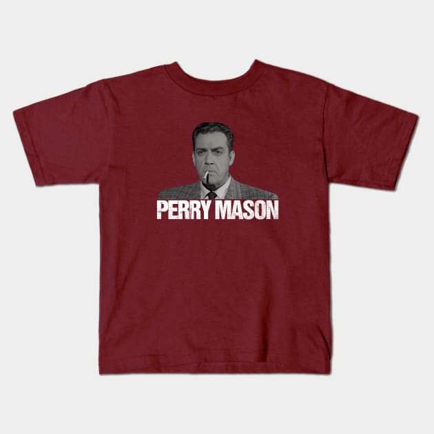 Perry Mason - Raymond Burr Kids T-Shirt by wildzerouk
